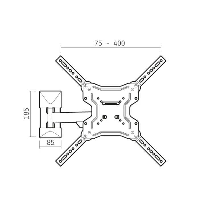 Support Mural 1 Bras Inclinable, Orientable Avec Deport-Vesa 400