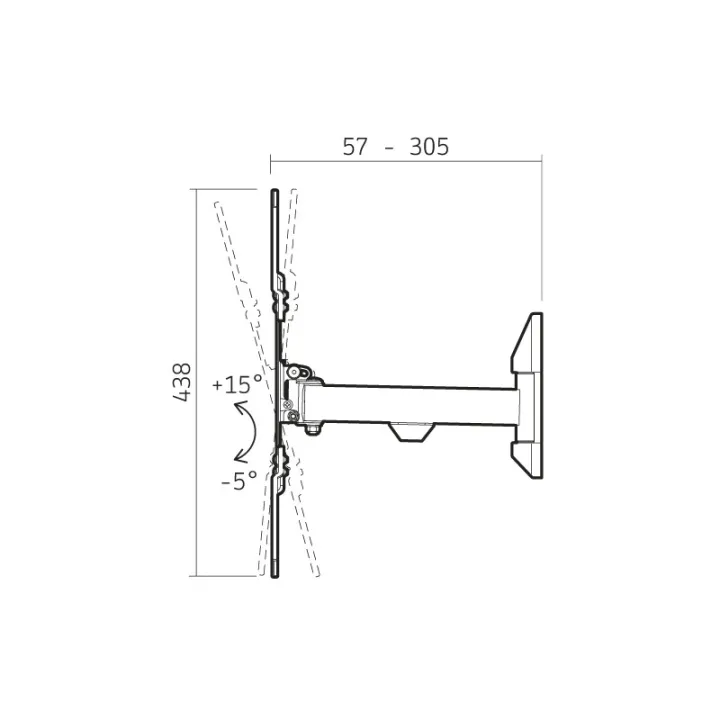 Support Mural 1 Bras Inclinable, Orientable Avec Deport-Vesa 400