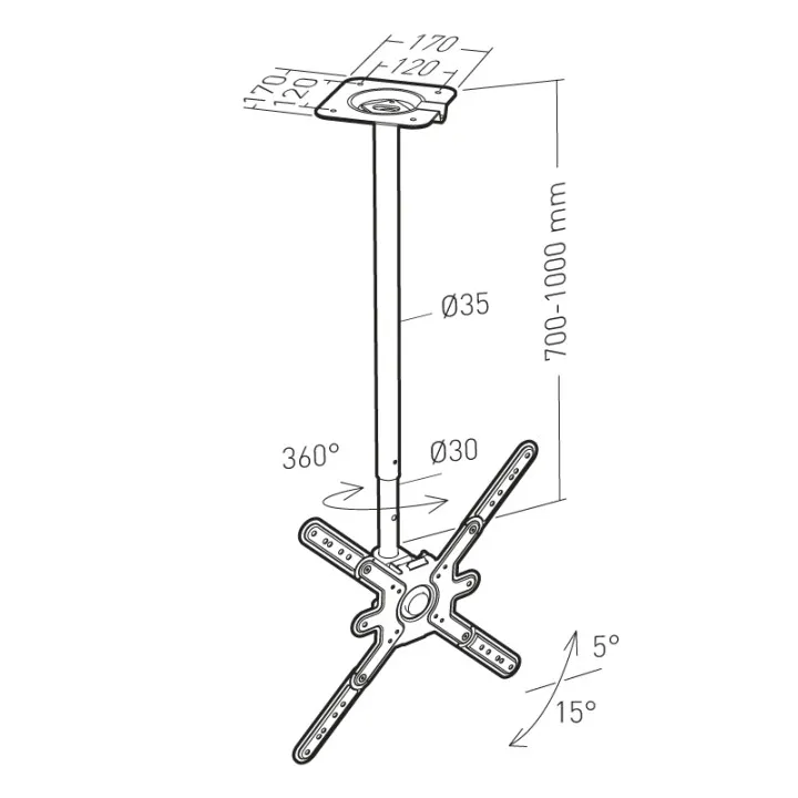 APPLIK support plafond inclinable et orientable pour écrans moye