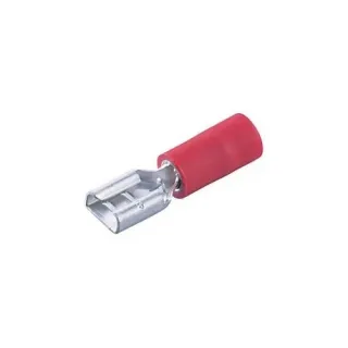 Cosse femelle partiellement isolée - Languette 6.35 x 0.8 mm - Section du câble de 0.5 à 1.5 mm - Rouge
