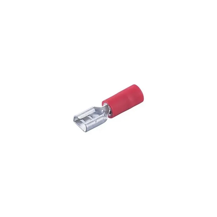 Cosse femelle partiellement isolée - Languette 6.35 x 0.8 mm - Section du câble de 0.5 à 1.5 mm - Rouge