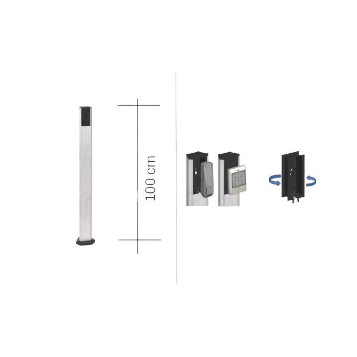 Colonnette H1000 Mm Pour Photocellules, Clavier A Code, Lecteur De Bagdes