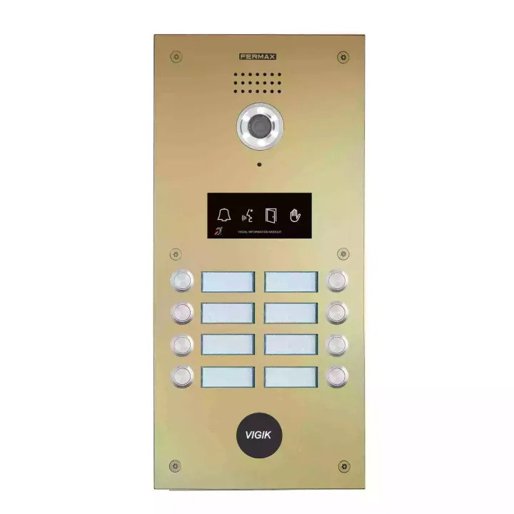 PLATINE BOUTONS VIDÉO PMR DUOX PLUS 8BP CHAMPAGNE