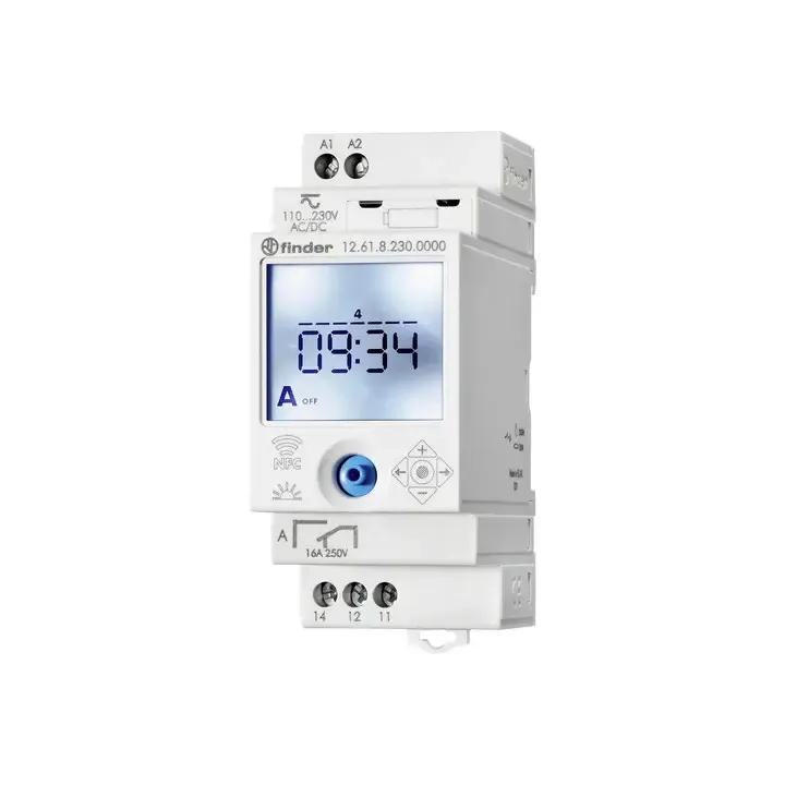 Horloge hebdomadaire digitale 1 inverseur 16A  12 à 24V AC/DC, NFC