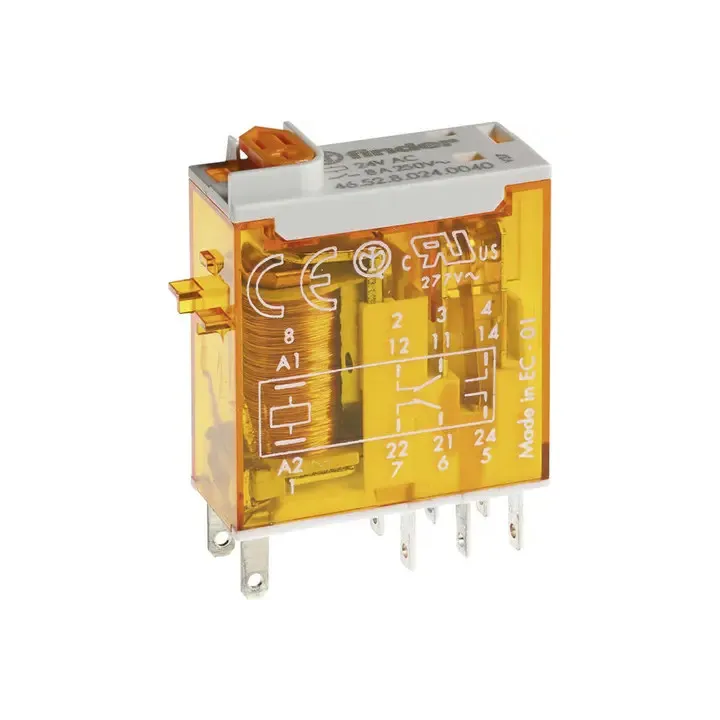Relais Miniature 2Rt 8A 12V Ac, Indicateur Mécanique + Bouton Test