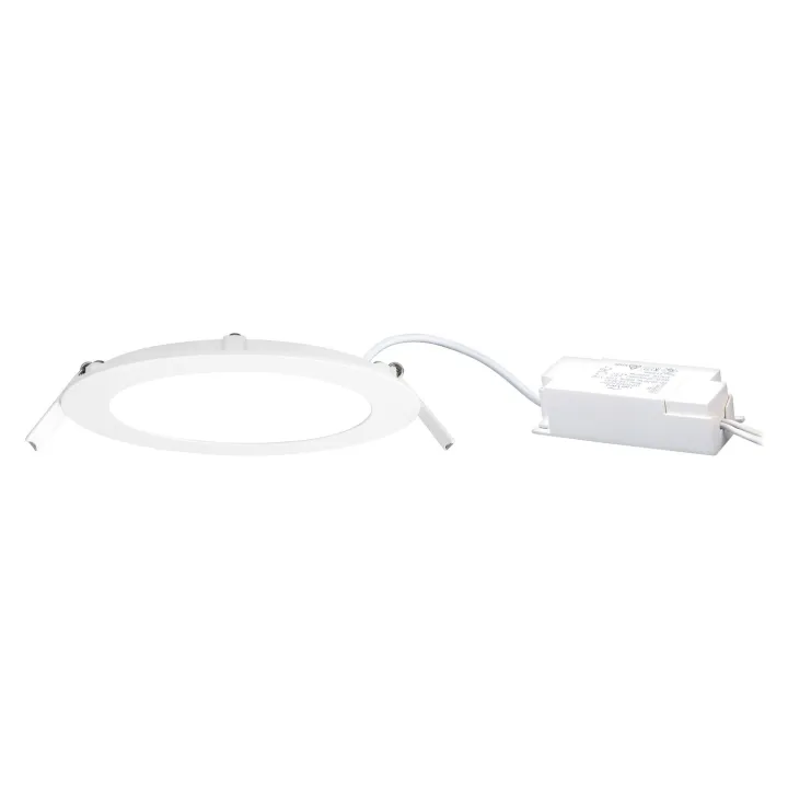 Flat Led - Plafonnier Downlight Plat, Rond, Fixe, Blanc, 110°, Led Intég. 11,4W 3000K 960Lm