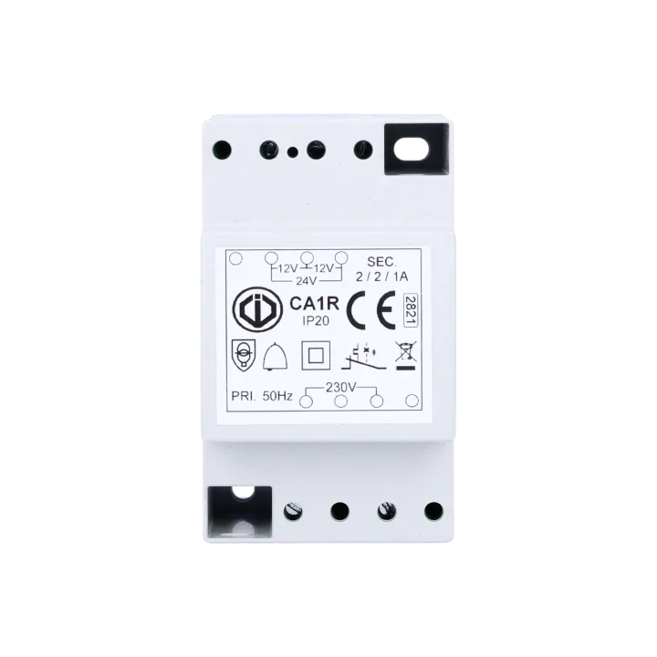 Transformateur 12/24V Ac - 1/2 A - Classe Ius - En 61558-8 - Rail Din - 3 Module