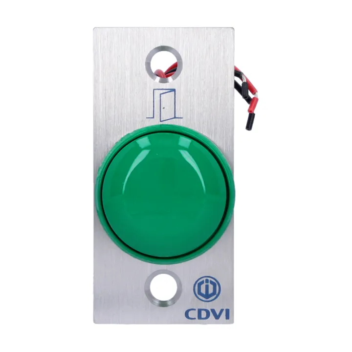 Bouton poussoir NONF Choc - Vert - Précâblé - plaque porte inox 