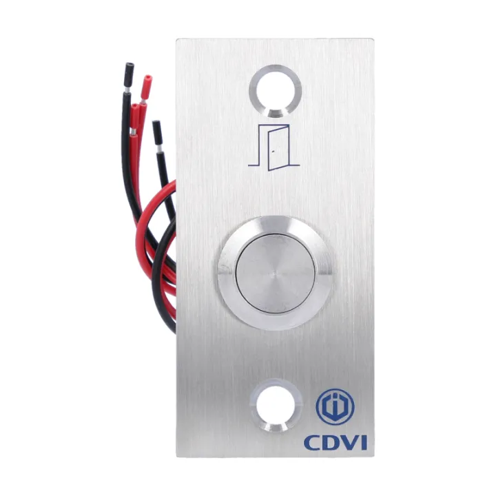 Bouton poussoir NONF précâblé + plaque porte inox 