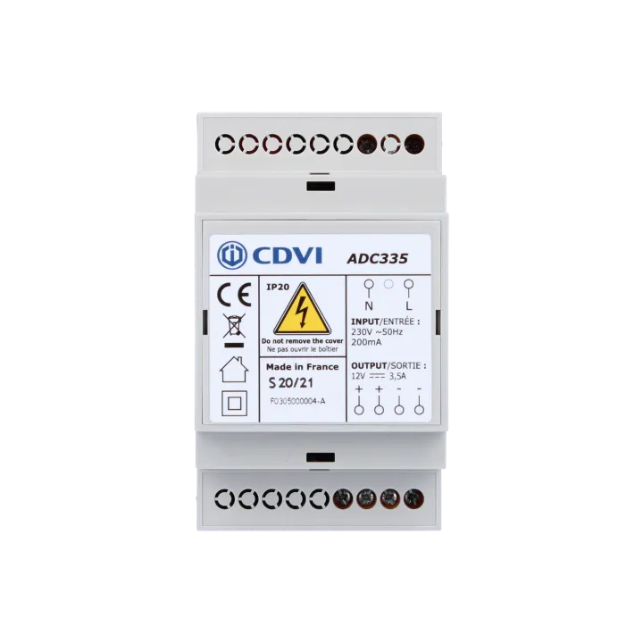 Alimentation à découpage 12V DC 3,5A non-secourue • 3 modules rail DIN protégés