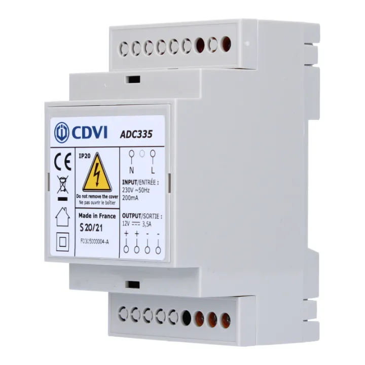 Alimentation à découpage 12V DC 3,5A non-secourue • 3 modules rail DIN protégés
