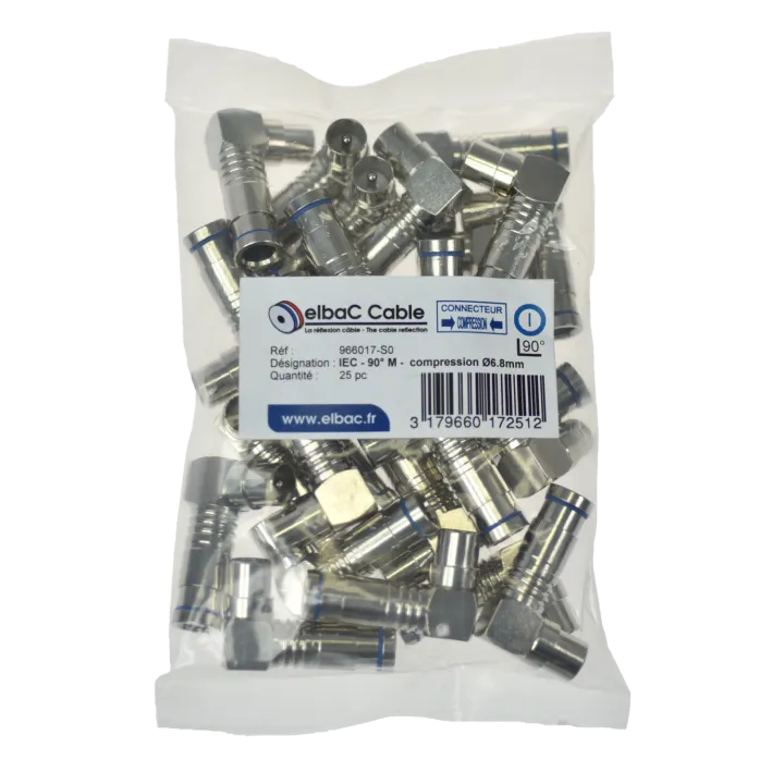 Iec - M 90° Compression Ø6.8 Boîte 25 Pc
