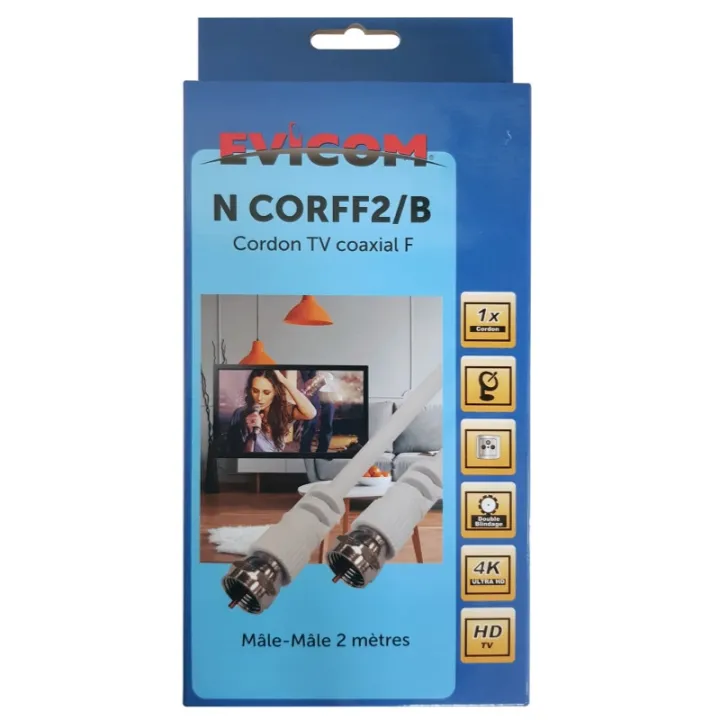 Cordon F Mâle/Mâle - 2 Mètre Sou Blister