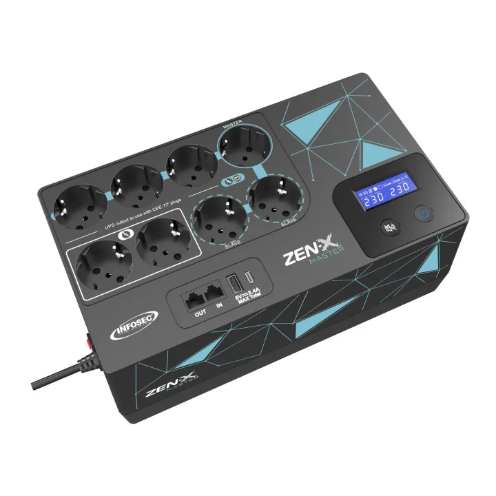 Zen-X Master 1000 Onduleur Line Interactive 1000 Va 8 Prises Fr/Schuko