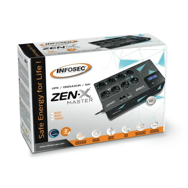 Zen-X Master 1000 Onduleur Line Interactive 1000 Va 8 Prises Fr/Schuko