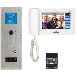 Kit vidéo accessibilité avec boucle magnétique,platine inox enca