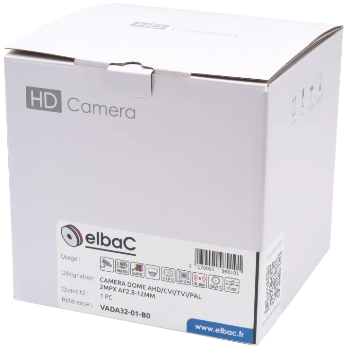 Caméra Dome Ahd/Cvi/Tvi/Pal 2Mpx Af 2.8-12Mm Boîte 1 Pc