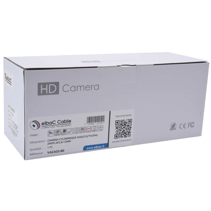 Caméra Cylindrique Ahd/Cvi/Tvi/Pal 2Mpx Af2.8-12Mm Boîte 1 Pc