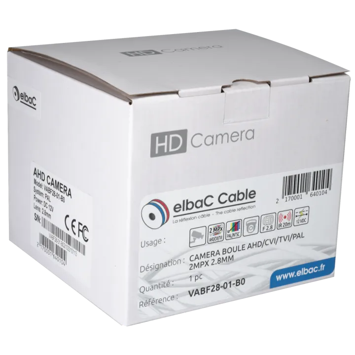 Caméra Boule Ahd/Cvi/Tvi/Pal 2Mpx 2.8Mm Boîte 1 Pc