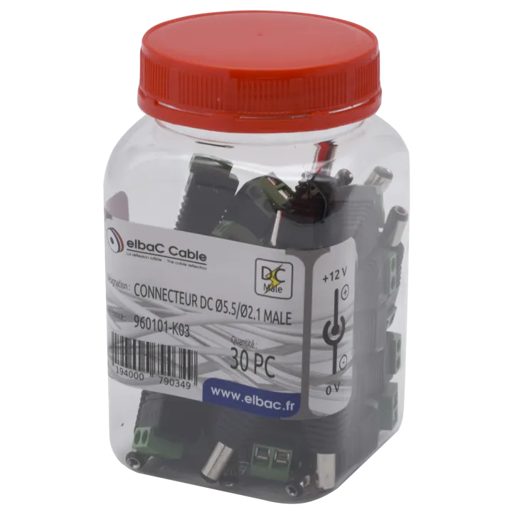 Connecteur Dc Ø5.5/Ø2.1 Male Boîte 30 Pc