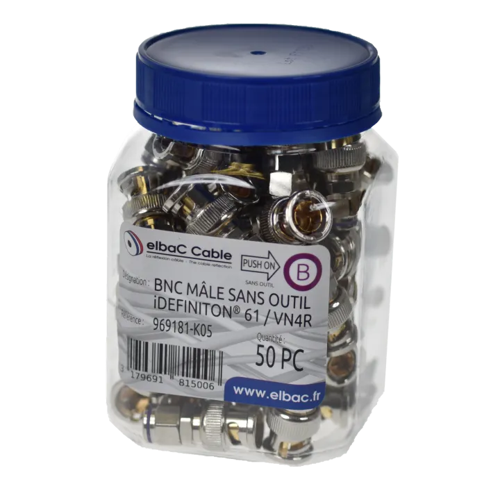 Bnc Male Compr. Sans Outil Idef61 Boîte 50 Pc