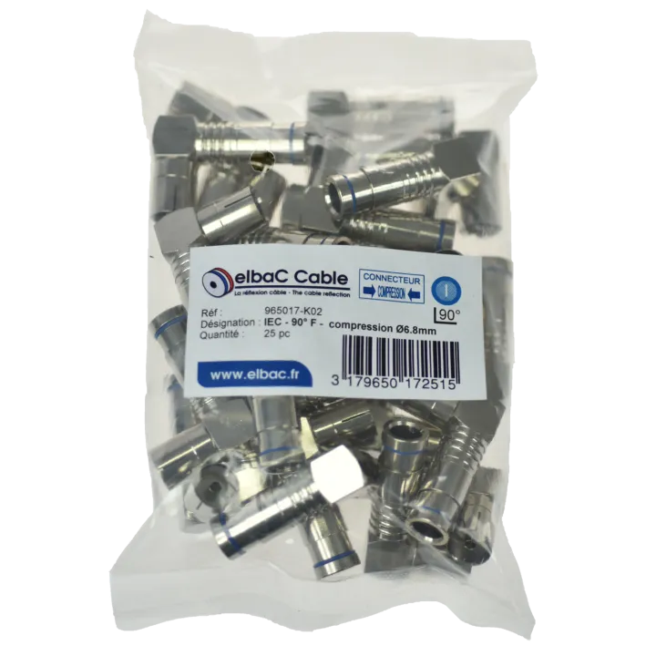 Iec - F 90° Compression Ø6.8 Boîte 25 Pc