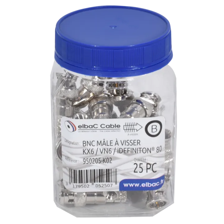 Connecteur Bnc Male A Visser Kx6 Boîte 25 Pc