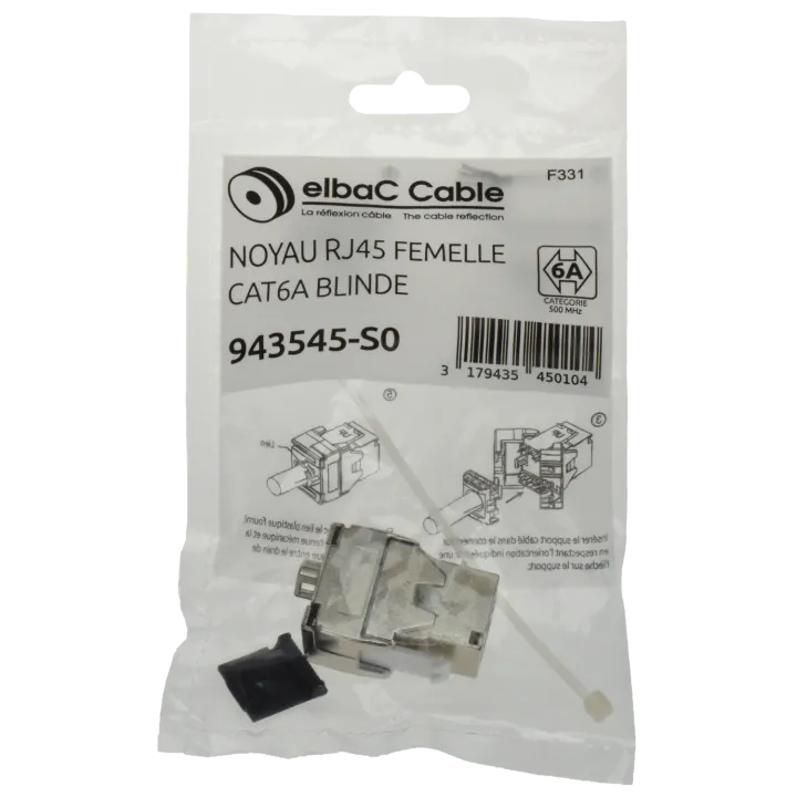 Noyau Rj45 Femelle Cat6A Blinde Sachet 1 Pc
