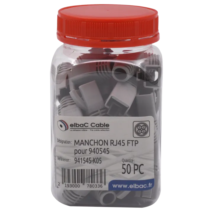 Manchon Gris Rj45 Ftp Cat6A Câble Diam 8 Boîte 50 Pc
