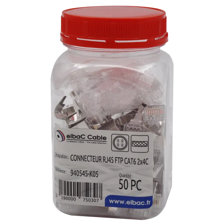 Connecteur Rj45 Ftp Cat6 2X4C 1.45/8 Boîte 50 Pc