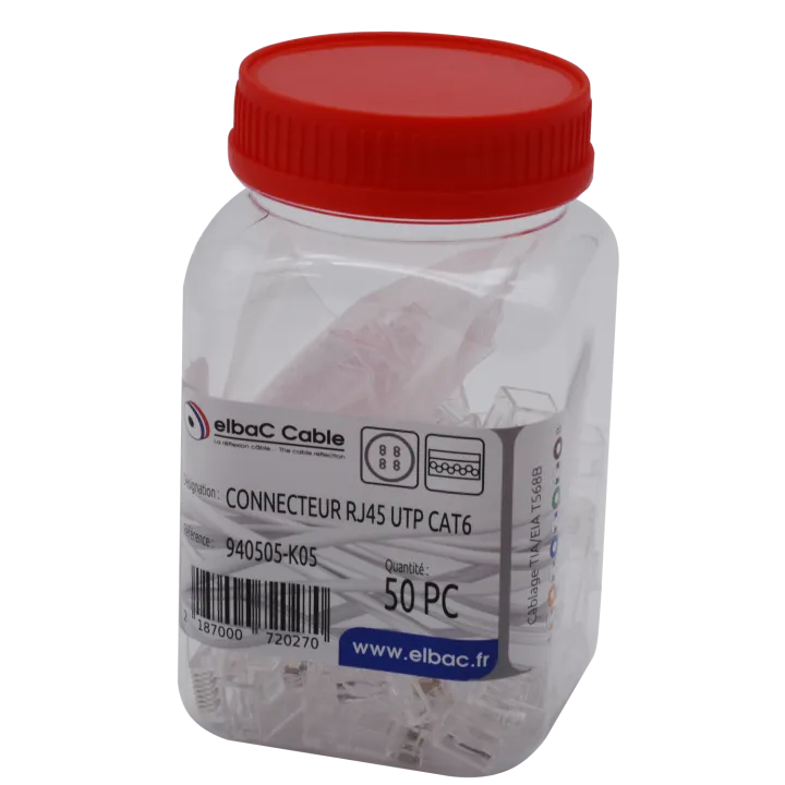 Connecteur Rj45 Utp Cat6 Boîte 50 Pc
