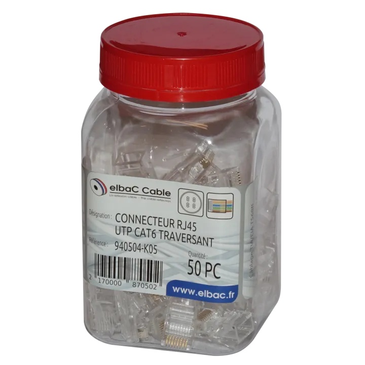 Connecteur Plug Rj 45 Utpcat6 Traversant 940504 La Boîte De 50
