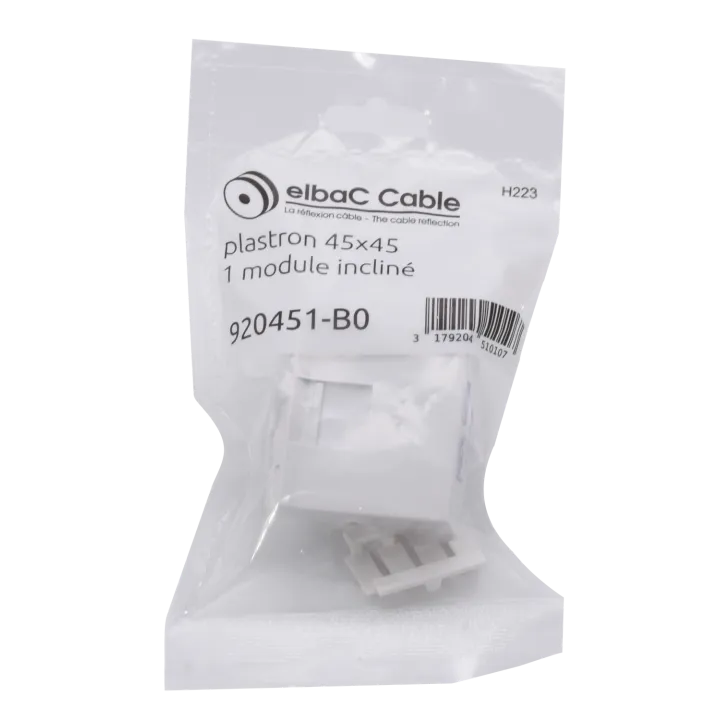Plastron 45X45 1 Entrée Rj 45 Incliné + Volet