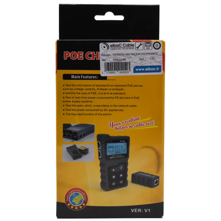 Testeur De Câble Bnc/Rj45 Poe Boîte 1 Pc