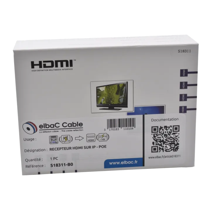 Recepteur Deport Hdmi Sur Ip Poe Boîte 1 Pc