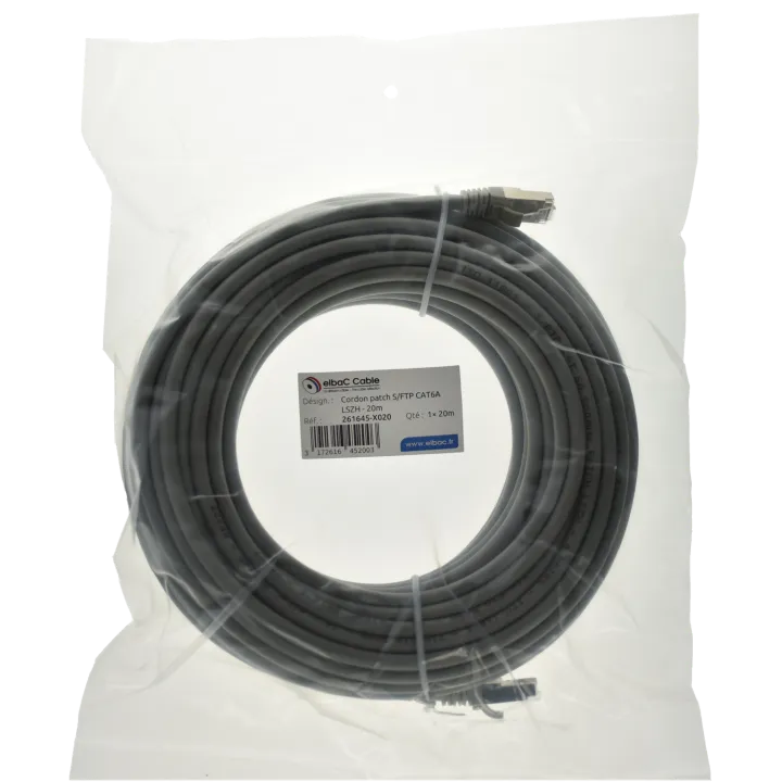 Cordon S/Ftp Cat6A Awg26 Lszh Gris 20M Cordon 1 Pc20M