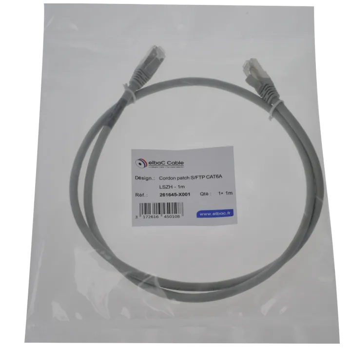 Cordon S/Ftp Cat6A Awg26 Lszh Gris 01M Cordon 1 Pc 1M
