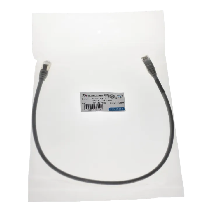 Cordon S/Ftp Cat6A Awg26 Lszh Gris 0.5M Cordon 1 Pc 0.5M