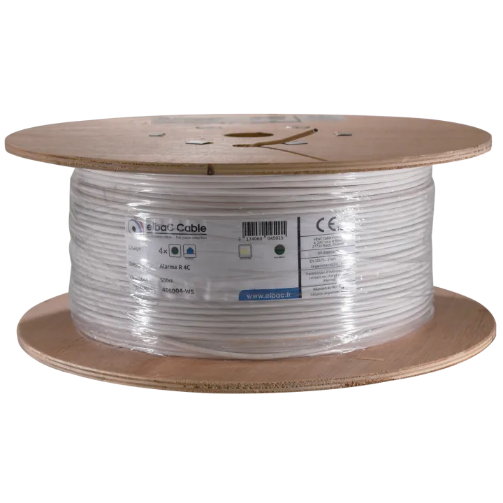 Câble Alarme Rigide 04C Awg24 Scr Bob. Bois 500 M