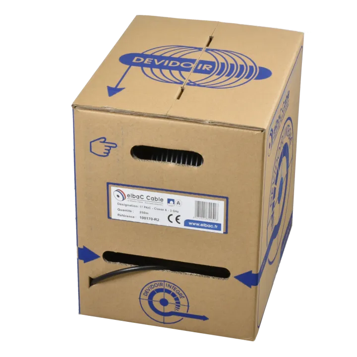 Box Câble Câble Coax 17Patc Classe A Noir Dévidoir 250M