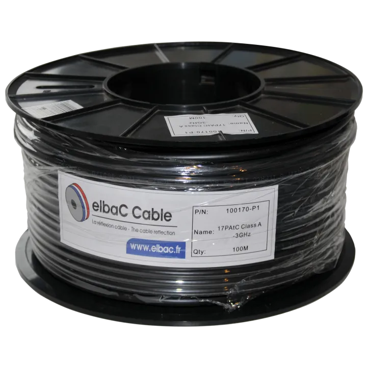 Noir 100M Câble Câble Coax 17Patc Classe A Triple Écran