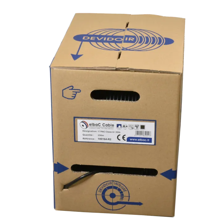Box Câble Câble Coax 17Patc Classe A+ Noir Dévidoir 250M