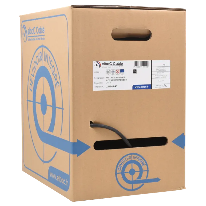 Câble U/Ftp Cat6A 650Mhz Int/Ext Dévidoir 305 M