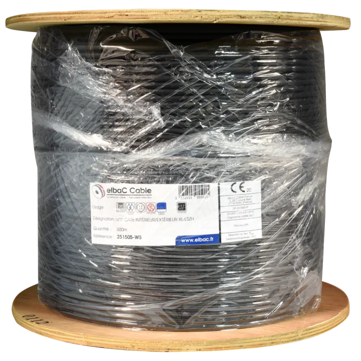 Câble Utp Cat6 Interieur/Exterieur Xl-Lszh Bob. Bois 500 M