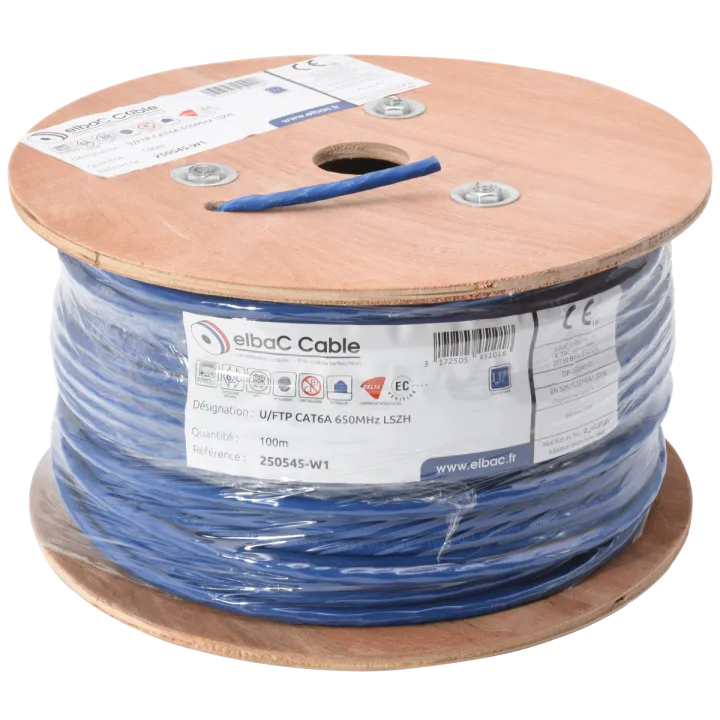 Câble U/Ftp Cat6A 650Mhz Lszh Bob. Bois 100 M