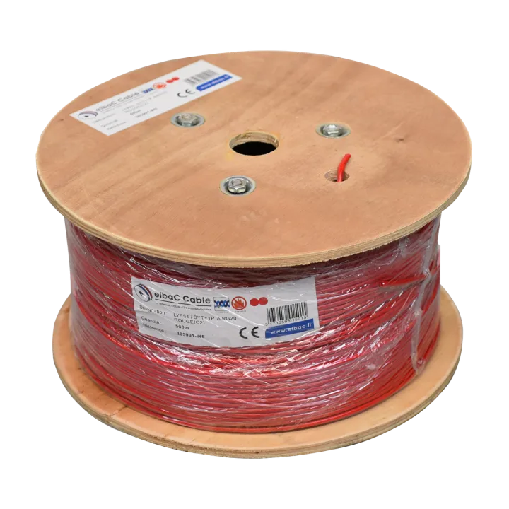 Câble Syt+/Ly9St 01P Awg20 Rouge Bob. Bois 500 M