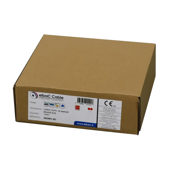 Câble Syt+/Ly9St 01P Awg20 Rouge Boîte 100 M