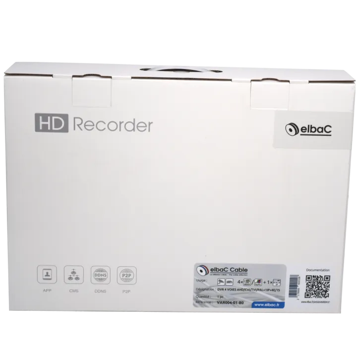 Enregistreur Dvr 4 Voies Ahd/Cvi/Tvi/Pal+1Ip+4E/1S Boîte 1 Pc
