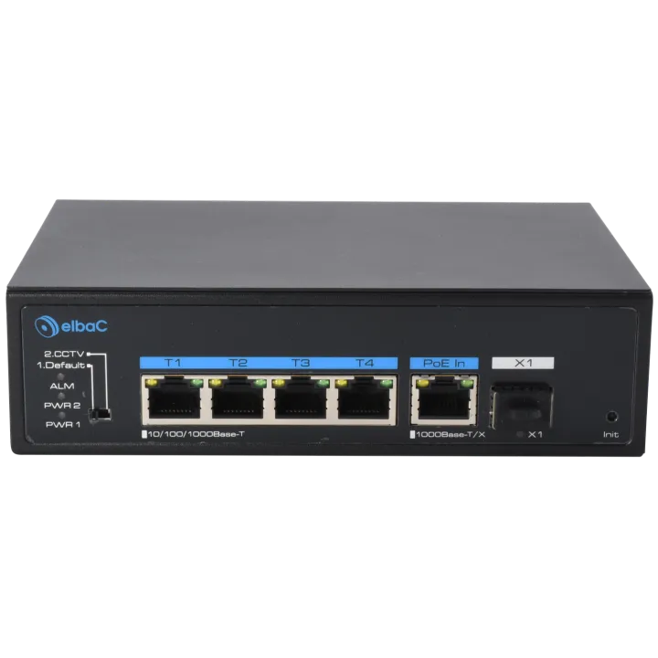 Switch Indus 75/120W- 4×1Gbps/Poe+ & 1Gbps Pd & 1 Sfp Boîte 1 Pc
