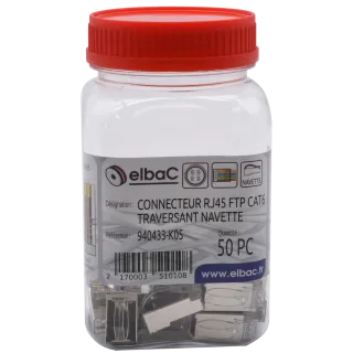Connecteur Rj45 Ftp Cat6 Traversant Navette 8C1.1/6.5 Boîte 50 Pc
